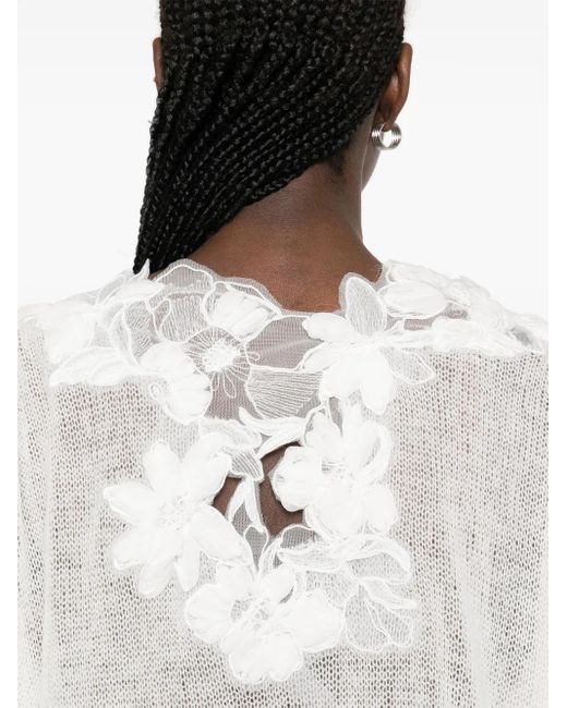 Ermanno Scervino Trui Met Bloemenkant in het White