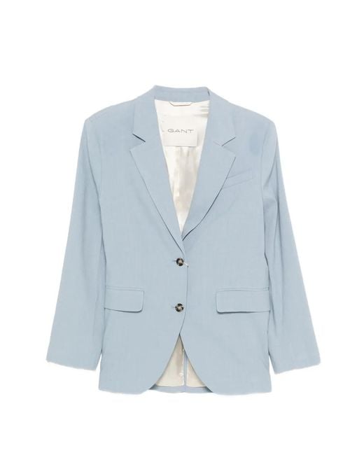 Gant Blue Button Single-Breasted Blazer