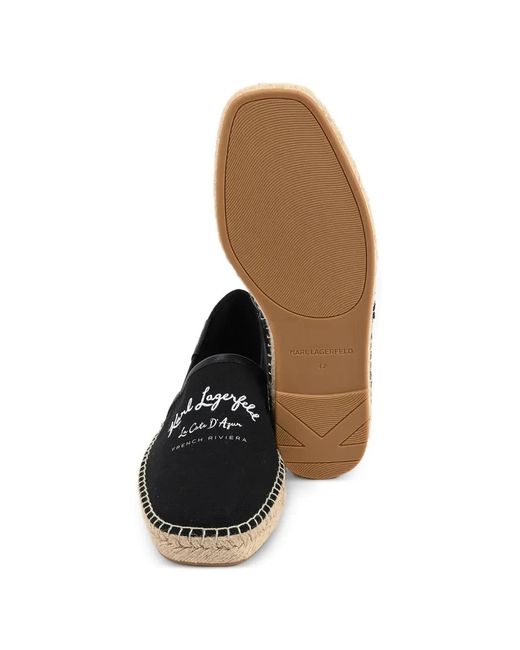 Karl Lagerfeld Black Logo-Embroidered Braided-Sole Espadrilles for men