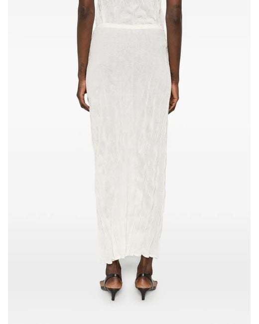 Totême  White Crinkled Midi Skirt