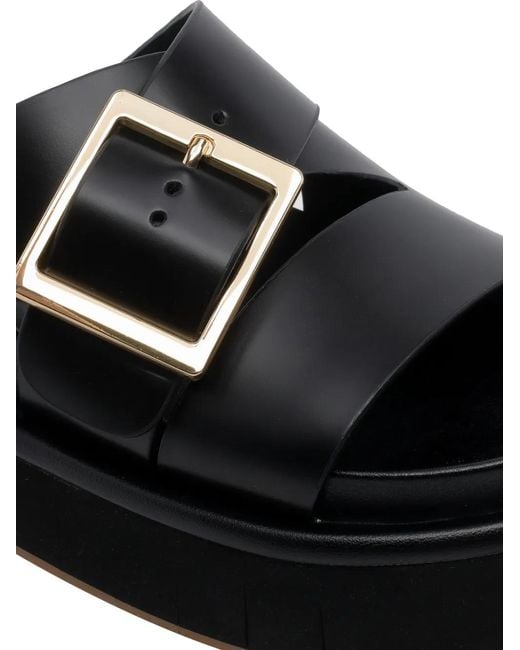 Paloma Barceló Black Demi Buckle Leather Sandals