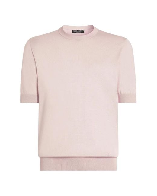 Dolce & Gabbana Pink Silk Pullover for men