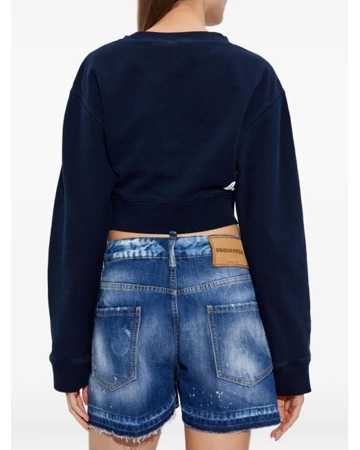 DSquared² Blue Embroidered-Motif Sweatshirt