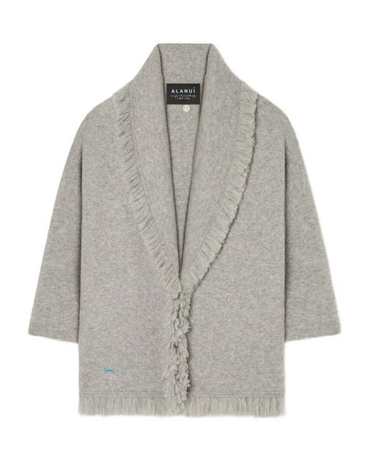 Alanui Gray Finest Fringed Cardigan