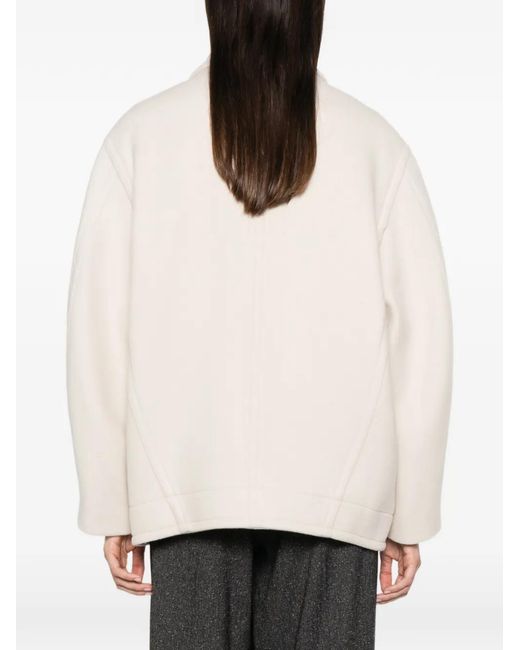 Semicouture White Button-Fastening Oversized Coat
