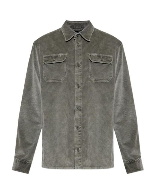 Paul & Shark Gray Corduroy Double-Pocket Shirt for men