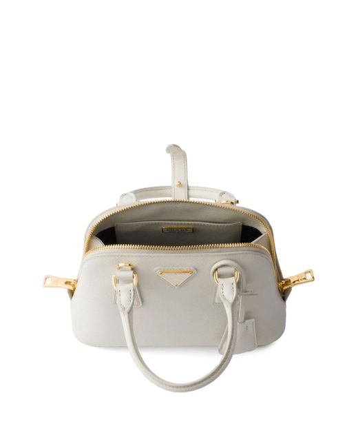 Prada White Reißverschluss-Tote Bag Mit Henkel