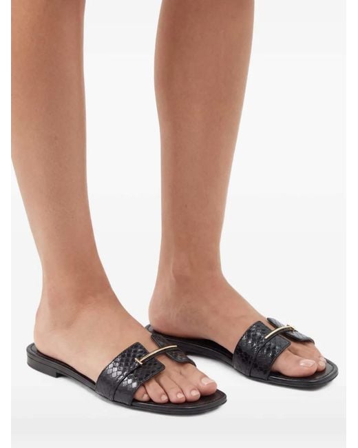 Tom Ford White Python-Effect Leather Flat Slides