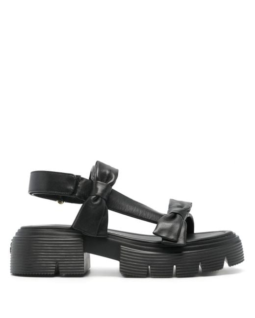 Stuart Weitzman Black T-bar Strap Leather Sandals