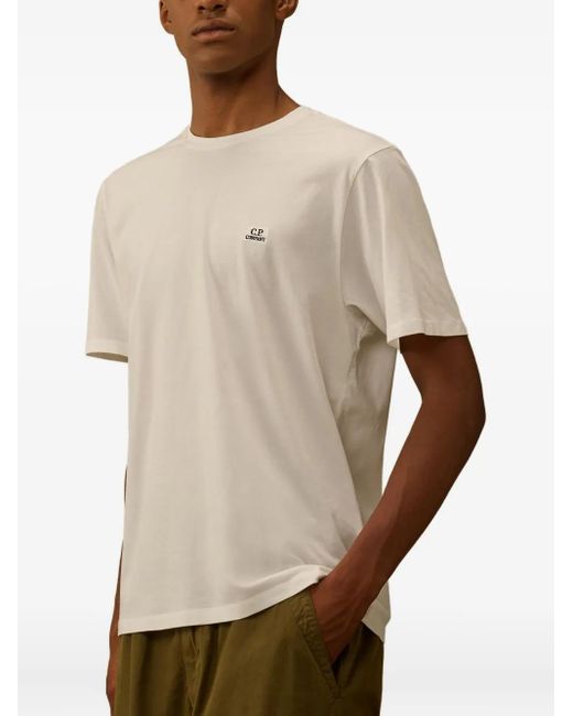 C.P. Company Men's Natural Logo-Embroidered Cotton T-Shirt