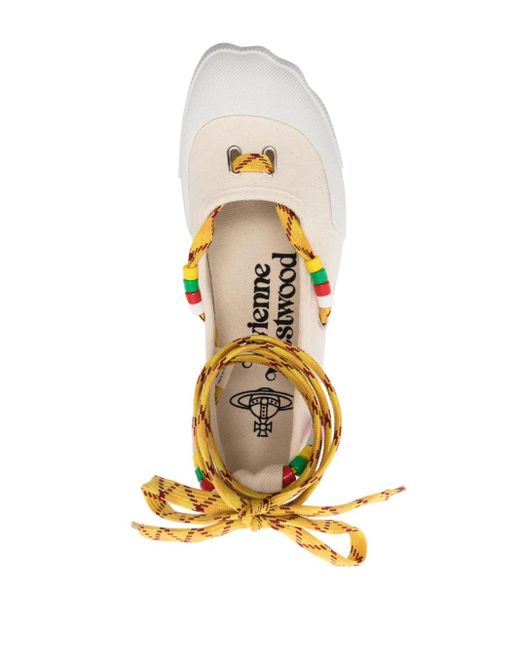 Vivienne Westwood White Lace-Up Ballerina Sneakers
