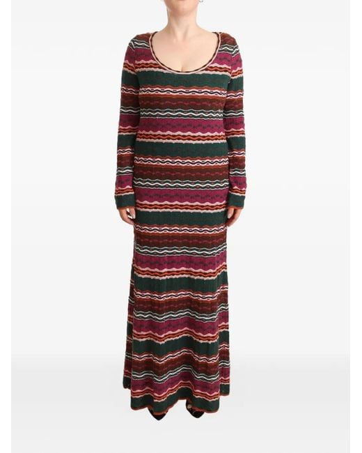 Missoni Red Stripe-Knit Maxi Dress