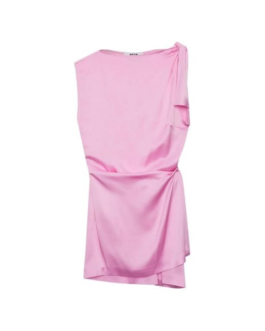 MSGM Pink Tie Detail Mini Dress