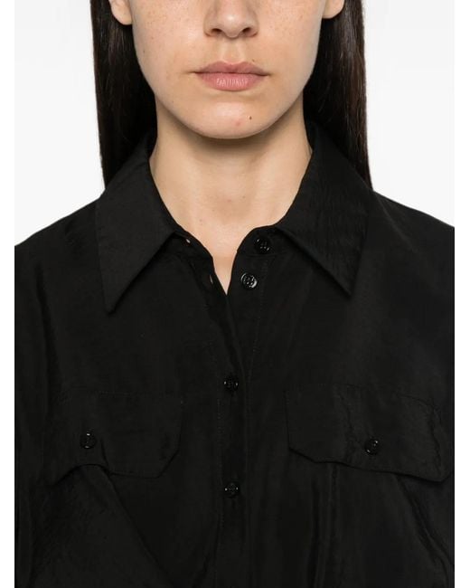 Patrizia Pepe Black Long-Sleeve Shirt Midi Dress