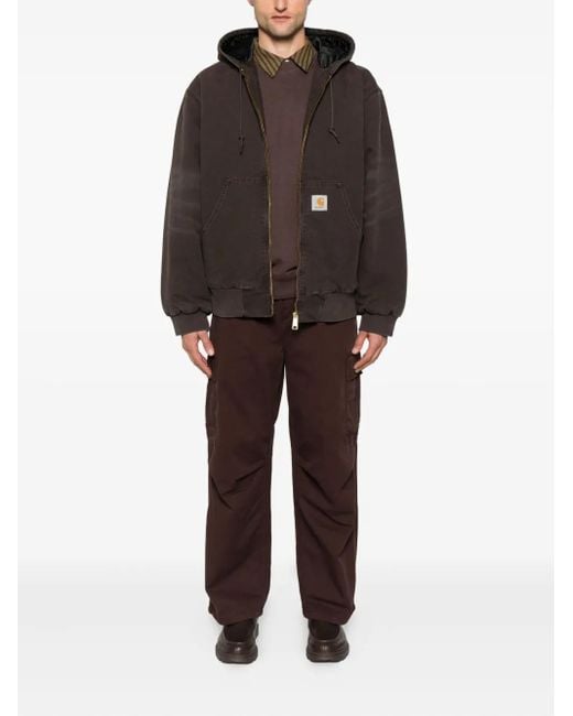 Carhartt Brown Logo-Patch Trousers for men