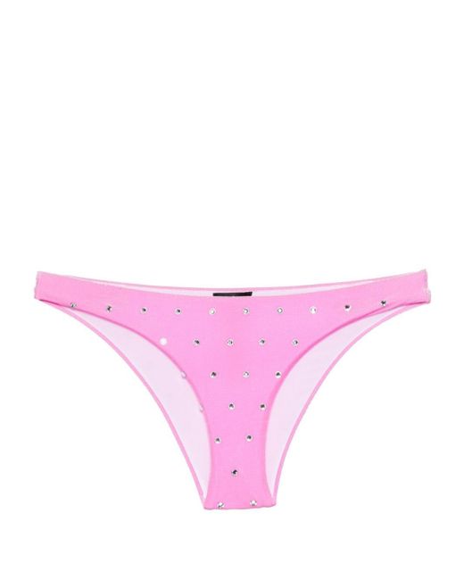 DSquared² Pink Crystal-embellished Velvet Bikini Bottom