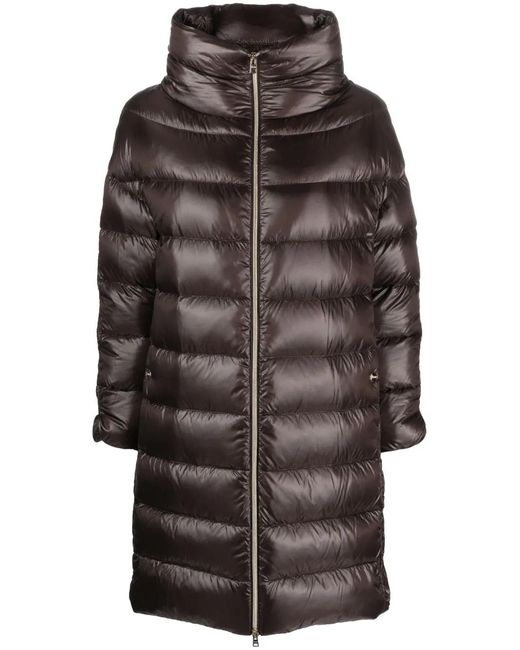Herno Black Matilde Funnel-Neck Padded Coat