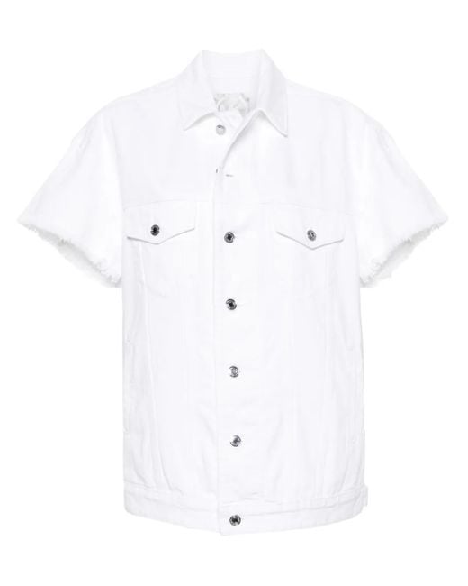 MICHAEL Michael Kors White Frayed-Brim Denim Jacket