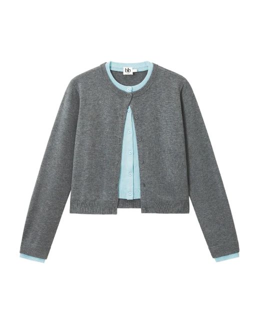 B+ AB Cropped Button-Up Vest in het Blue