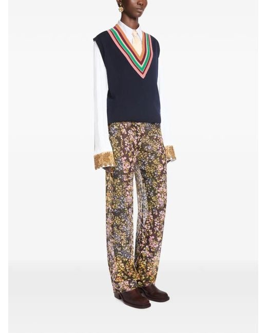 Dries Van Noten Natural Elasticated Jacquard Pants