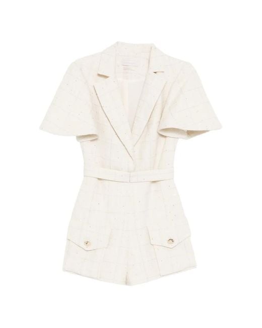Saiid Kobeisy White Tweed Short Jumpsuit