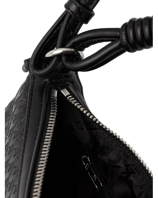 ARMANI EXCHANGE Black Mini Monogram-Embossed Braided-Handle Shoulder Bag