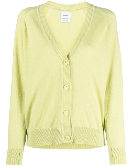 V-neck cashmere cardigan di Barrie in Yellow