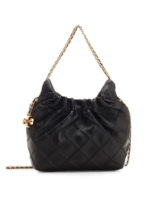 Borsa Tote Fleming Mini Trapuntata di Tory Burch in Black
