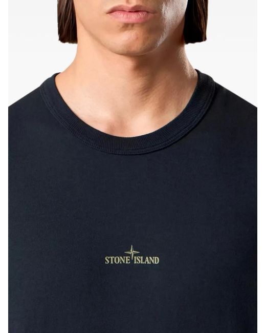 Stone Island Blue Logo-Print Long-Sleeve T-Shirt for men