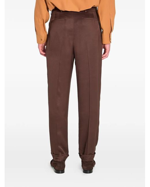 Saint Laurent Red Belted Pleated Trousers for men