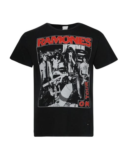 MadeWorn Black Ramones-Graphic Cotton T-Shirt