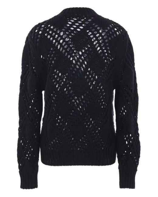 Jil Sander Black Geometric-Pattern Knit Sweater for men