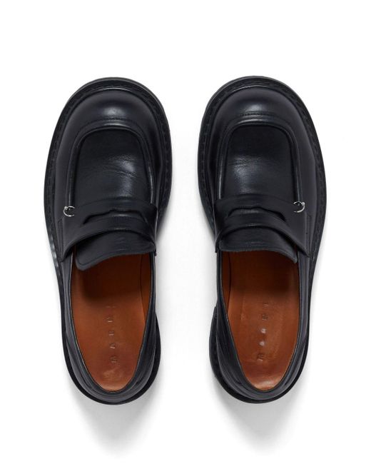 Marni Black Penny-slot Leather Loafers