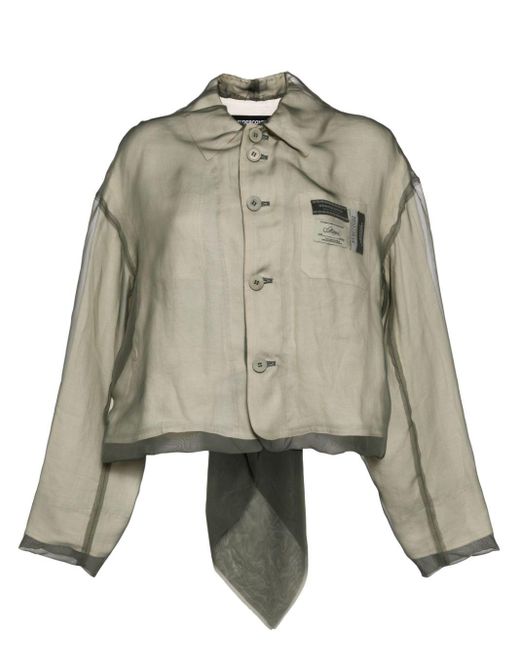Undercover Green Sheer-overlay Linen Jacket