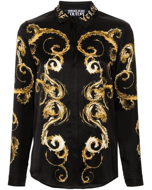 Versace Jeans Couture Black Baroque Print Shirt