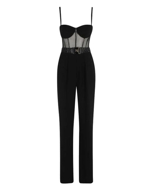 Elisabetta Franchi Black Bustier-Top Belted Jumpsuit