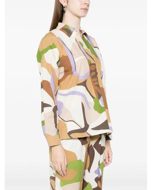 Marella White V-Neck Printed Top