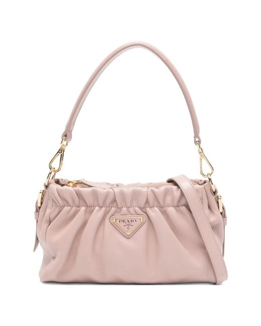 Bolso Shopper Con Logo Triangular Prada de color Pink