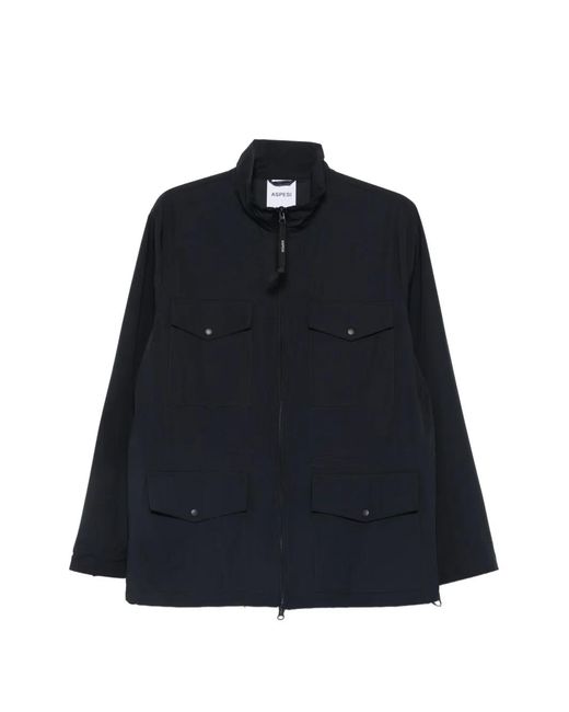 Aspesi Blue Veste Zippée À Détails De Poches for men