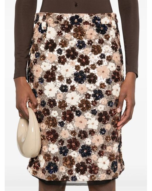 N°21 Brown Sequin-Embellished Skirt