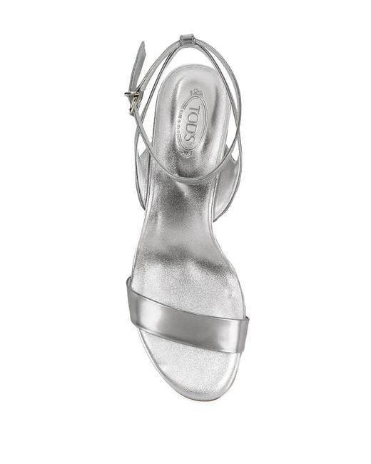 Tod's White Sandales À Talon Épais