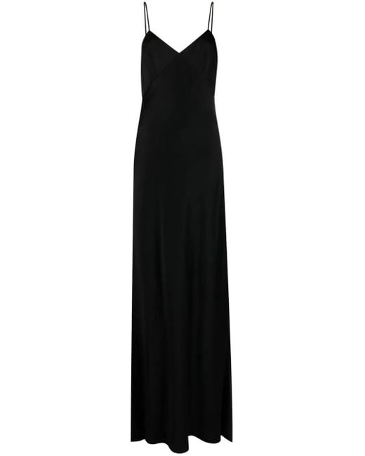 Max Mara サテン スリップマキシドレス Black