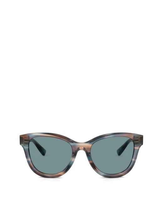Dolce & Gabbana Gray Striped-Pattern Cat-Eye Sunglasses