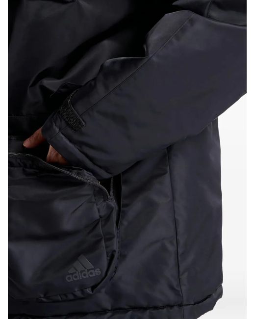 Adidas Black Pocket-Detail Hooded Jacket for men