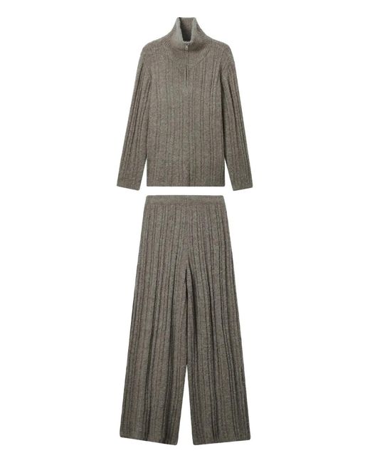 B+ AB Gray Ribbed Knit Trousers