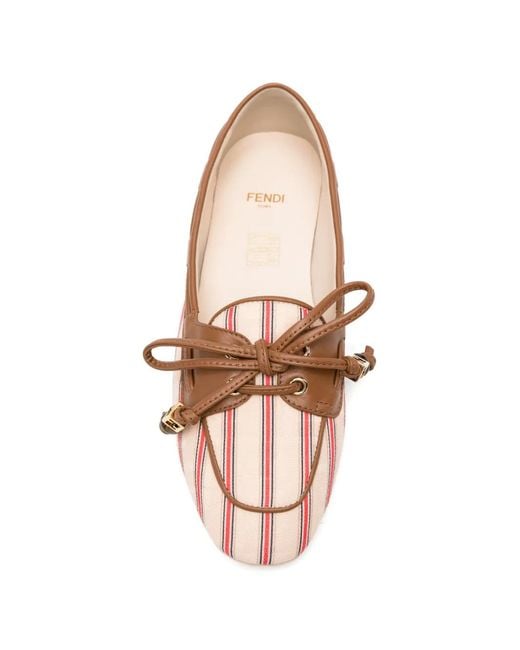 Fendi Pink Striped Leather-Trim Loafers