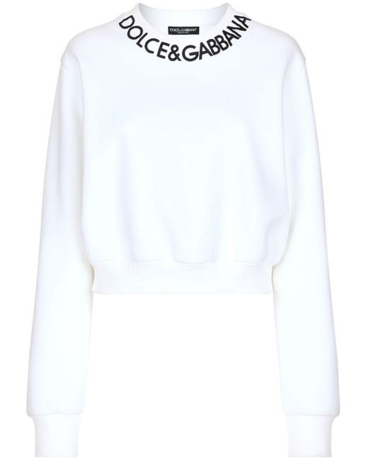 Dolce & Gabbana White Sweatshirt mit Logo-Stickerei
