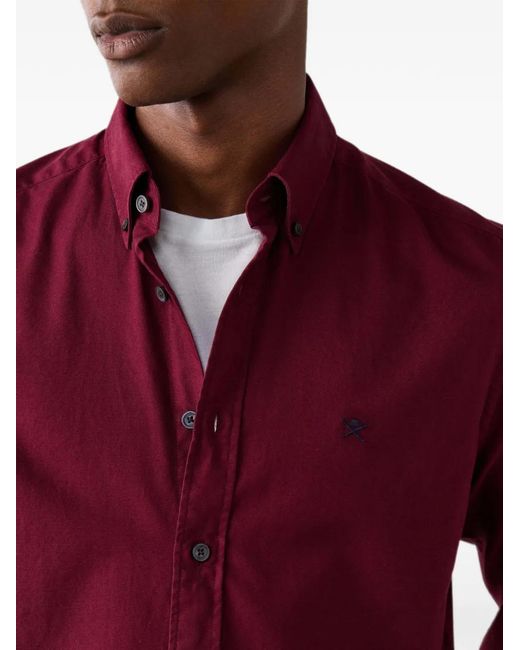 Hackett Red Garment-Dyed Oxford Shirt for men