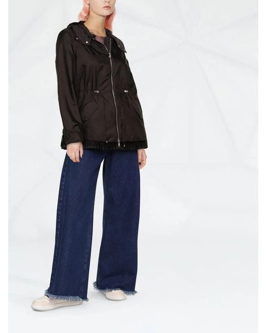 Moncler Black Baaba Lace-Trim Parka