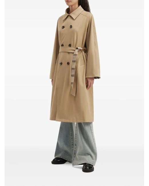 B+ AB Natural Double-Breasted Belted Coat
